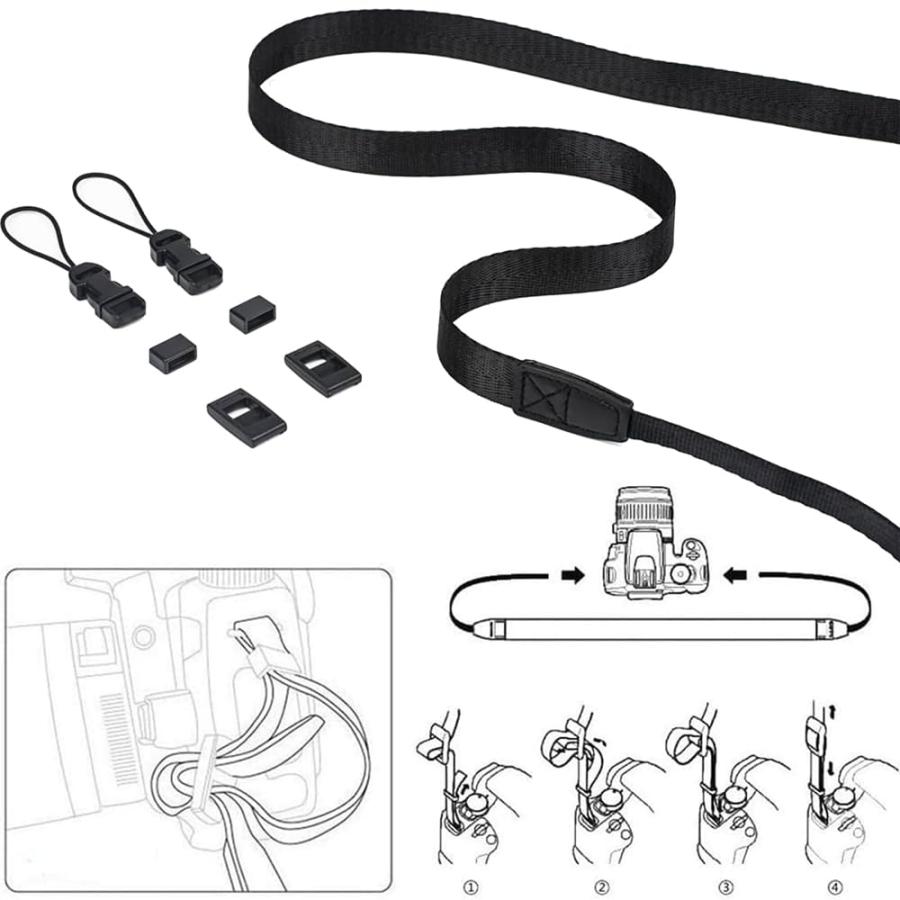 サムコス カメラ ショルダー ネック 長さ調節可能 カメラ ストラップ 一眼レフ コンパクトカメラ デジカメなど用 ブラック |  | 04