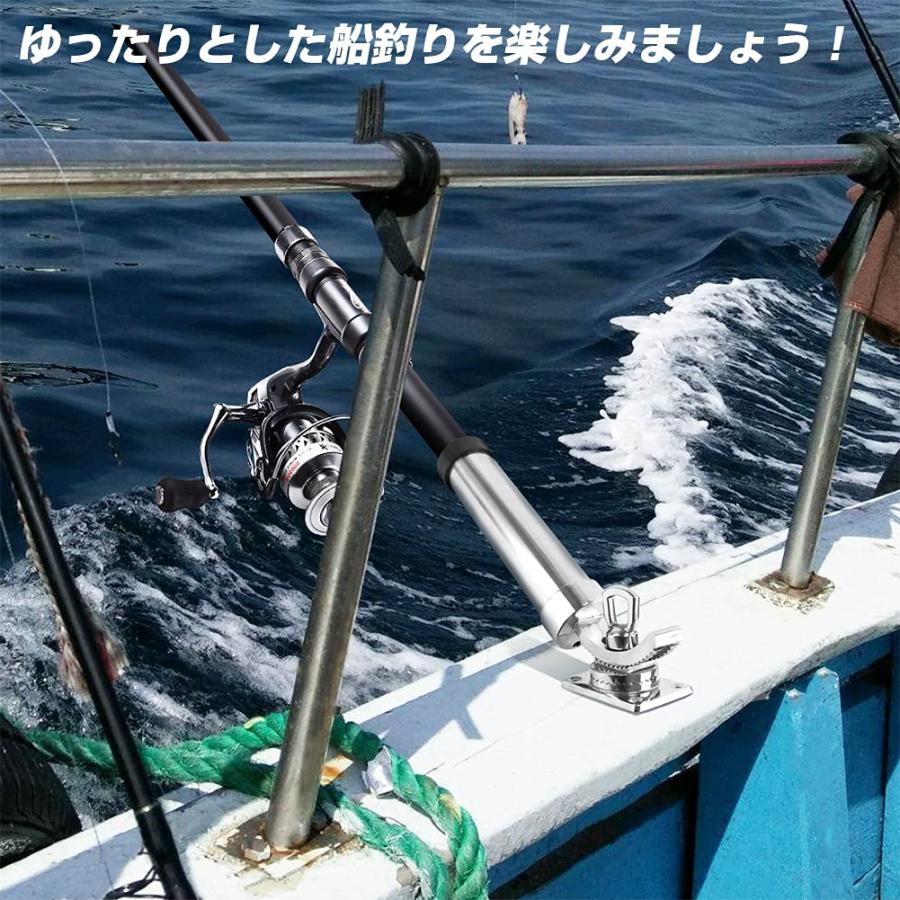 EC Outdoor ステンレス ロッドホルダー 自在式 台座付 360°回転 角度調整可能 耐久性船釣り/ボート釣り/海釣り/フィッシング 竿 |  | 06