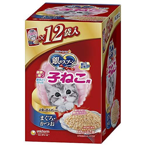 銀のスプーン キャットフード パウチ 健康に育つ子猫用まぐろ・かつお 60グラム x 12 | 