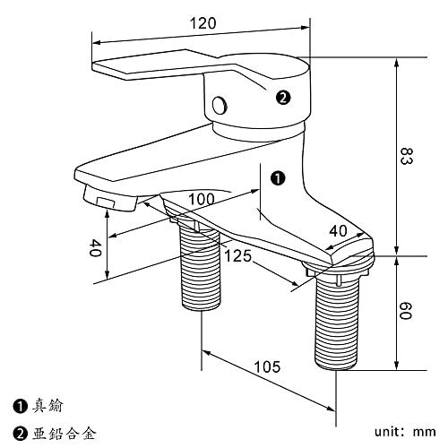 Maynosi 洗面水栓 洗面用混合栓 洗面台蛇口 台付2穴 洗面所水栓蛇口 ツーホール式 シングルレバー 混合水栓 手洗いボウル用 真鍮製立水 |  | 06