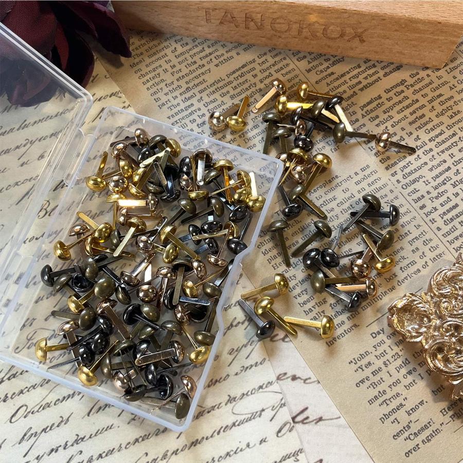 TANOKOX 割りピン 割ピン ６mm×10mm 約120個 コラージュ素材 手帳デコ ジャンクジャーナル 留め具 ハンドメイド素材 （色合わ |  | 03