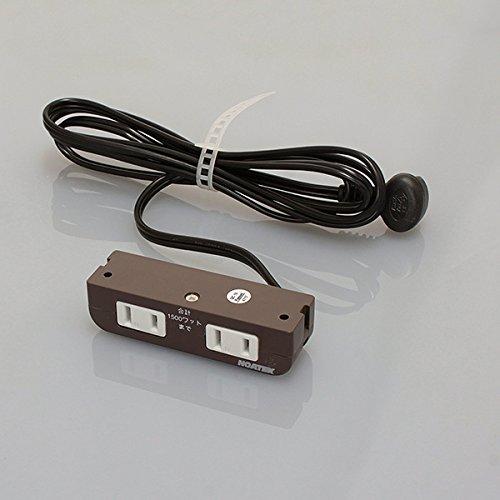 ノア 家具用コンセント（什器用） 2ヶ口コンセント 茶 VFFコード2m 棚下直付タイプ 1500Wまで Lプラグ NC1529茶 |  | 01