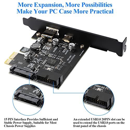 BEYIMEI PCI-E 1X to USB 3.2 Gen1 5Gbps 2ポート（タイプC+タイプA）拡張カード、19PIN USB 3. |  | 03