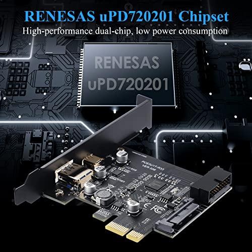 BEYIMEI PCI-E 1X to USB 3.2 Gen1 5Gbps 2ポート（タイプC+タイプA）拡張カード、19PIN USB 3. |  | 04