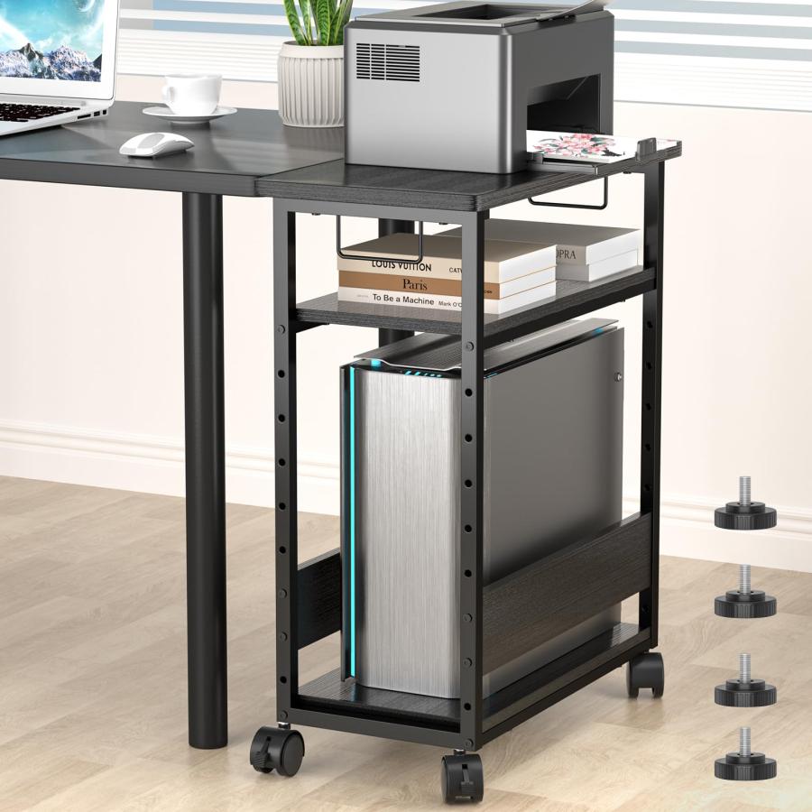 幅60×奥行30×高さ70cmパソコンワゴン キャスター付き プリンター台 3段 パソコンラック キャスター付きpcラック 棚板高さ9段階調節 | 