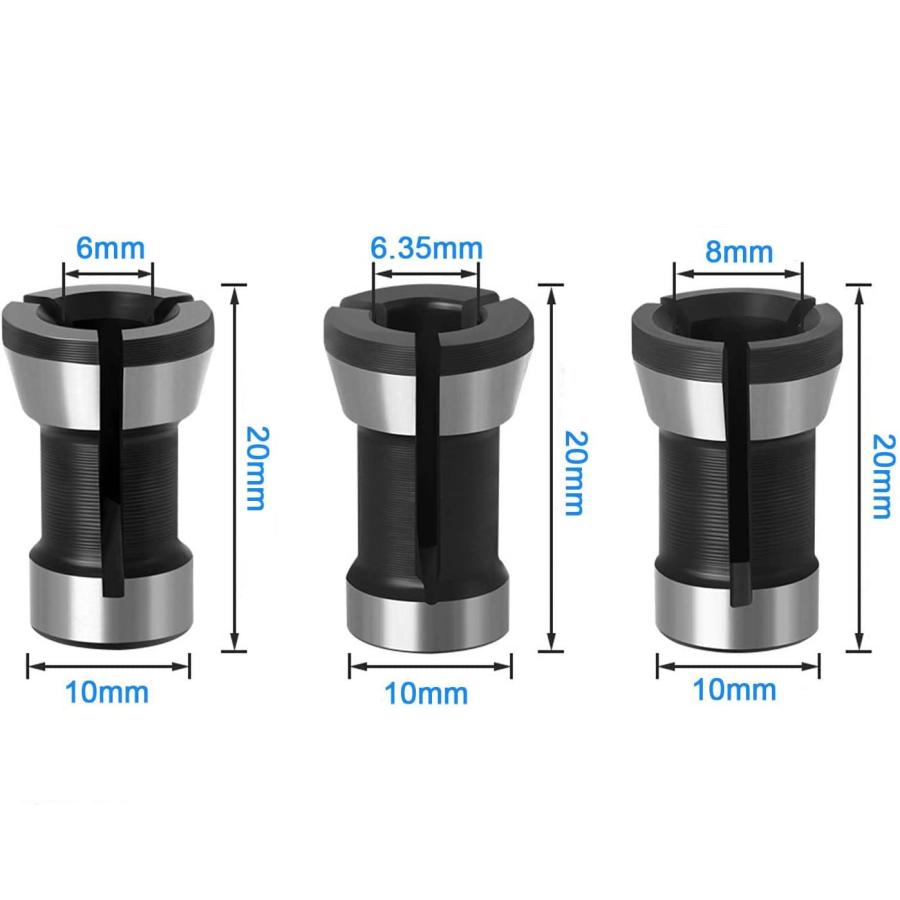 KEWAYO トリミング ドリルチャック コレットチャック アダプタトリミング トリマーコレットチャックヘッドフライス盤 回転工具用 木工 彫刻 |  | 01