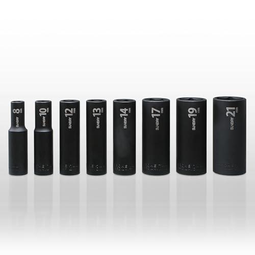 サンドリーSUNDRY ディープソケットセット 8本組 全長63mm 差込9.5mm角3/8inch 8/10/12/13/14/17/19/2 |  | 01