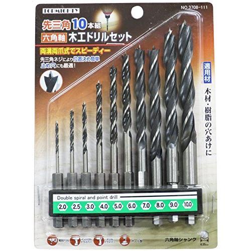 トップマイティ 六角軸先三角木工ドリル 10本組 |  | 01
