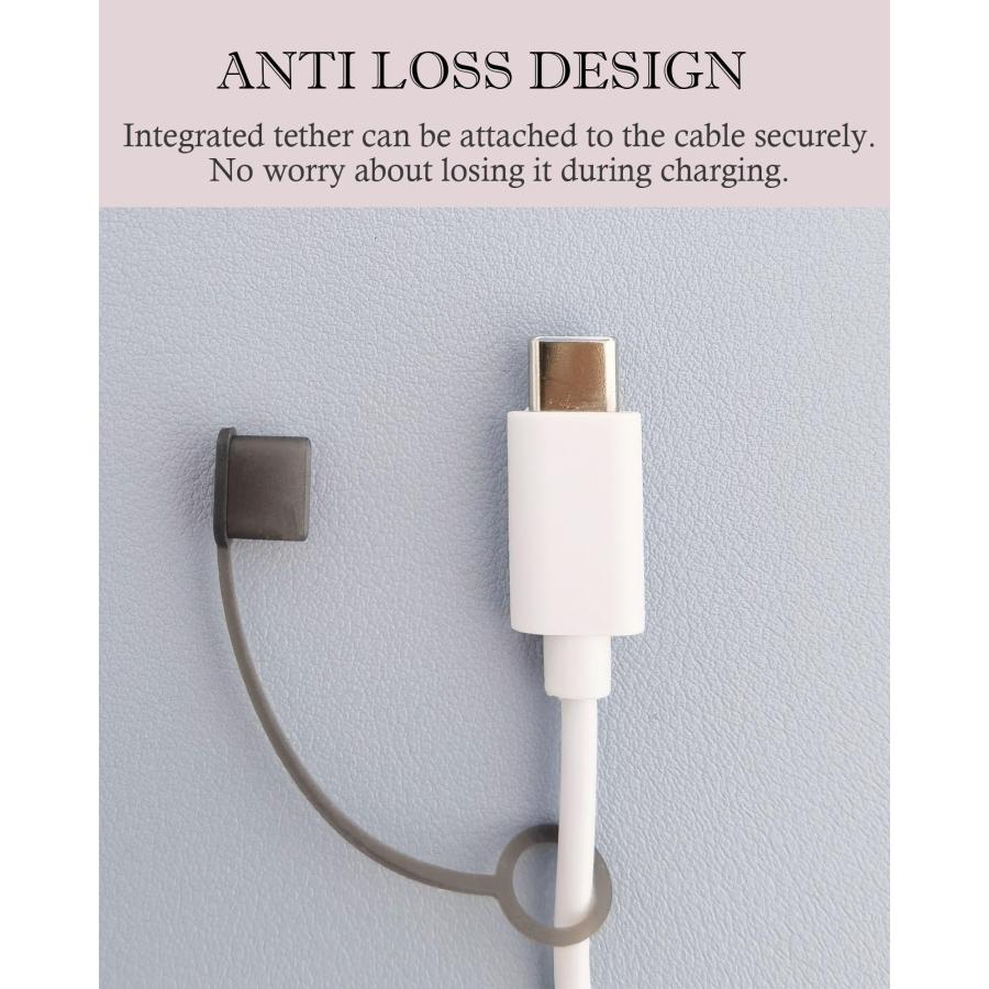 VSuRing USB Type-Cオス用 保護カバーキャップ 脱落防止 シリコン製 ソフト リード付 USB C ケーブル コネクタカバー キ |  | 02