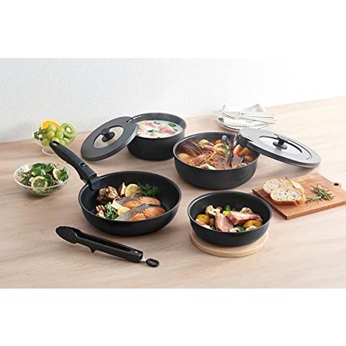 サーモス デュラブルシリーズ 取っ手のとれるフライパン9点 KSA-9A BK サーモス デュラブルシリーズ 取っ手のとれるフライパン9点