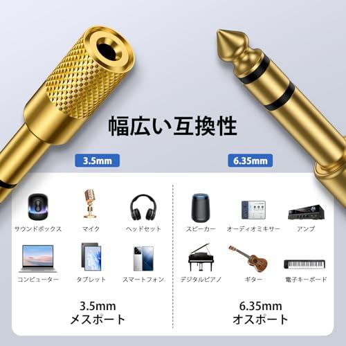 Viviber 3.5mm 6.35mm 変換 イヤホンジャック ステレオミニ標準プラグ 持ち便利 イヤホンプラグ 変換 2個セット 高耐久 3 |  | 06