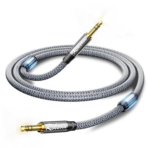 RIKSOINオーディオケーブル、3.5mm auxケーブル技術革新・磁気リングノイズの低減オスステレオミニプラグ 高耐久性ナイロン編組 24K | 