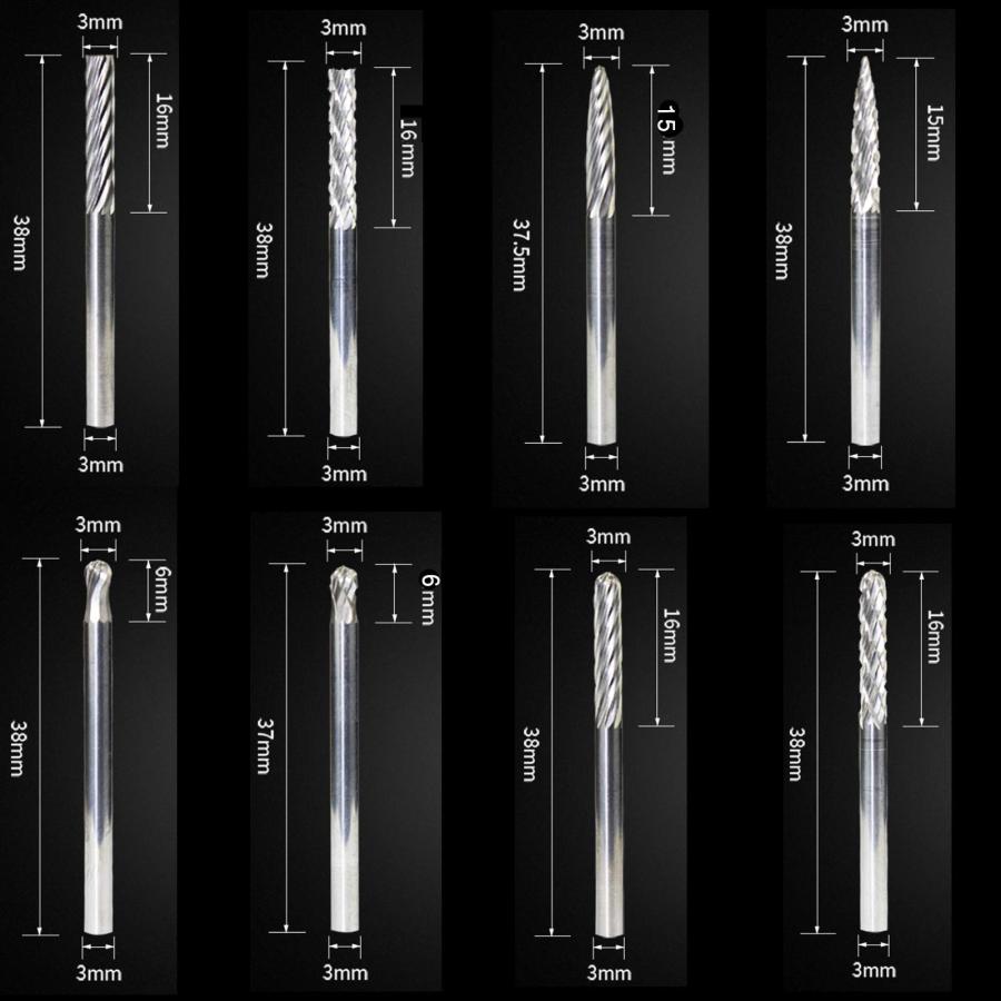 GOOMAND 20本セット 超硬刃 リュータービット 3mm軸 刃幅3mm タングステンバー ロータリー工具 |  | 05
