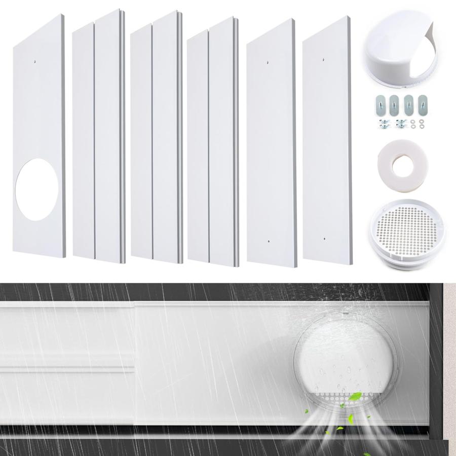 窓用ダクトパネル テラス窓用パネル 6枚セット アップグレード 窓枠高さ43から233cmまで使用可 二重径対応 雨よけデザイン 密封性向上 ポ | 