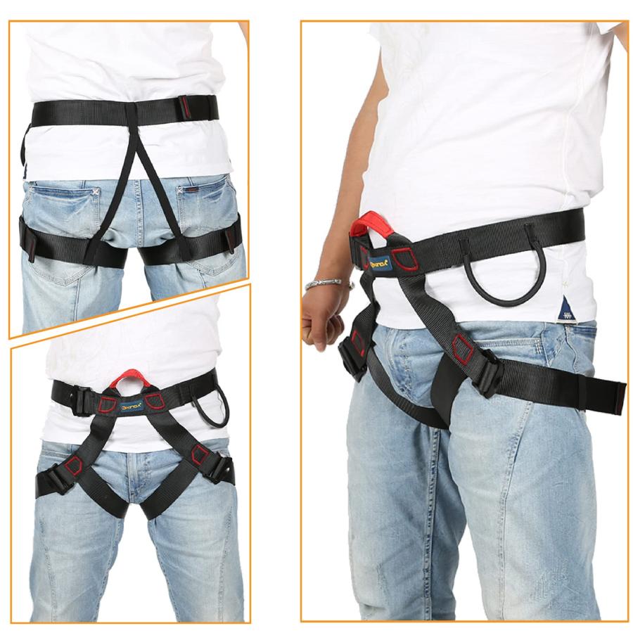 Azarxis クライミングハーネス 安全ハーネス ロッククライミング 登山安全ベルト 半身ハーネス ギアランク 高強度 調節可能 レスキュー |  | 05