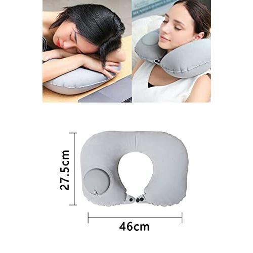 YFFSFDC ネックピロー U型まくら 携帯枕 首枕 手動プレス式膨らませる 旅行用 空気枕 エアーピロー 飛行機 旅行枕 軽量 便利 グレー |  | 01