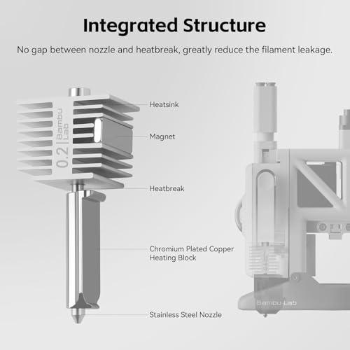 【互換品】 UniTak3D Bamboo Lab A1/A1miniホットエンド0.2mm高温＆高速ステンレスノズル+加熱ブロック統合された構造 B |  | 01