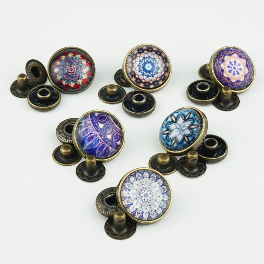 バネホック 飾りボタン 16mm 633型 レザークラフト ハンドメイド Aセット・12個 |  | 01