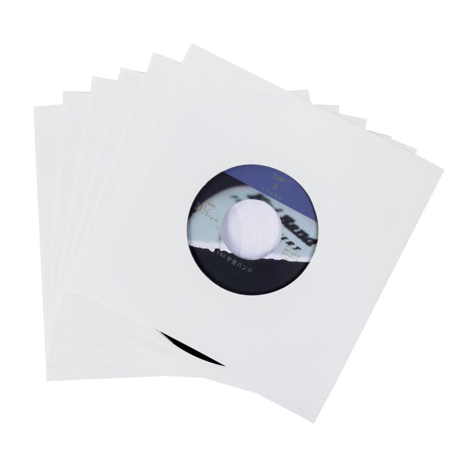 7寸レコード保護袋 EP用内袋 開口式 20枚 紙製 丸い穴 ジャケットスリーブ 滑らかなエッジ MayRecords | 