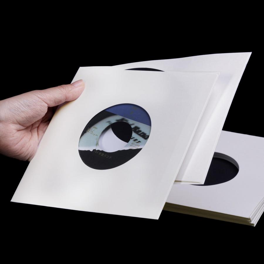 7寸レコード保護袋 EP用内袋 開口式 20枚 紙製 丸い穴 ジャケットスリーブ 滑らかなエッジ MayRecords |  | 02