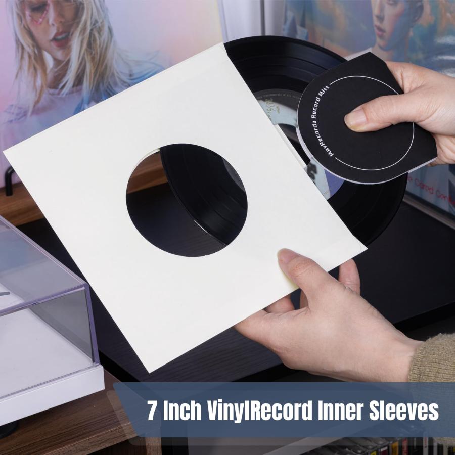 7寸レコード保護袋 EP用内袋 開口式 20枚 紙製 丸い穴 ジャケットスリーブ 滑らかなエッジ MayRecords |  | 03