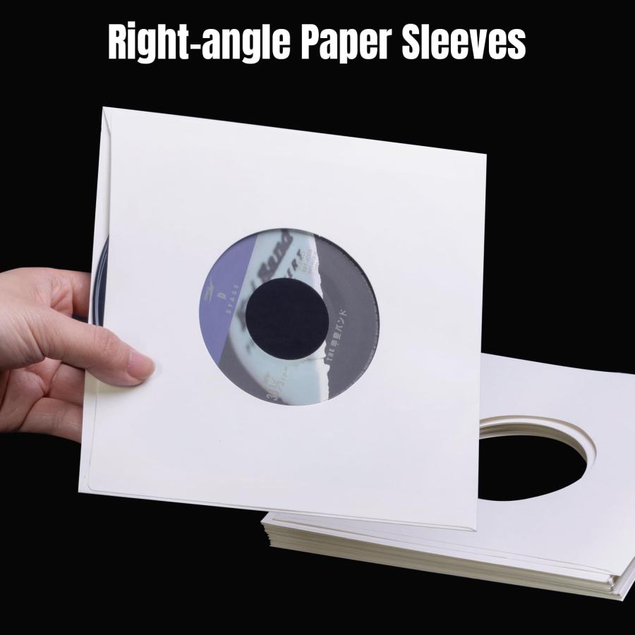 7寸レコード保護袋 EP用内袋 開口式 20枚 紙製 丸い穴 ジャケットスリーブ 滑らかなエッジ MayRecords |  | 05