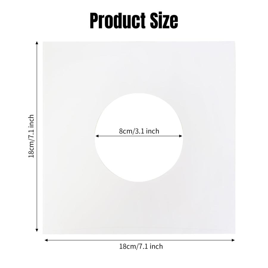7寸レコード保護袋 EP用内袋 開口式 20枚 紙製 丸い穴 ジャケットスリーブ 滑らかなエッジ MayRecords |  | 06