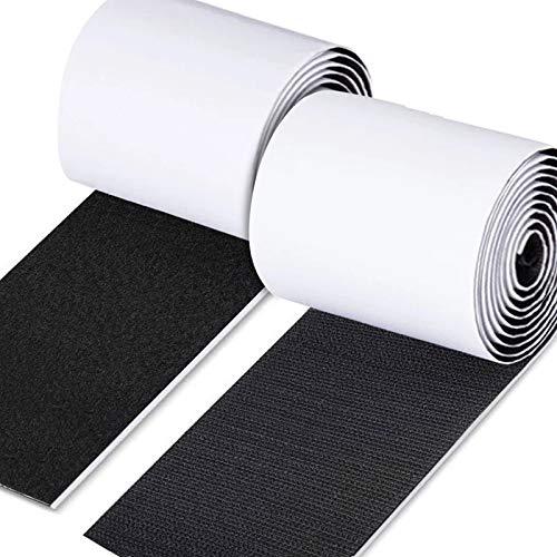 LEOBRO 面ファスナー 強力両面テープ付き 耐熱 防水 幅広 大容量 幅11cm*1M ブラック オスメスセット 強粘着 車用 家庭用 DI | 