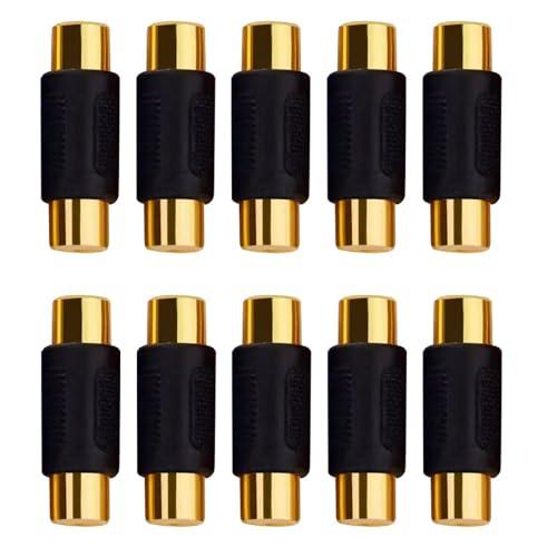 RCA 延長アダプタ 中継プラグ メスメス 中継 コネクタ プラグ 延長コネクタ カーステレオなど用 バックカメラ スピーカー 10個セット | 