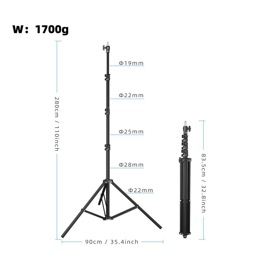 Selens ライトスタンド 280cm エアクッションシステム 1/4-3/8ネジ変換 ヘビーデューティライトスタンド 高さ調節可能 撮影スタ |  | 05