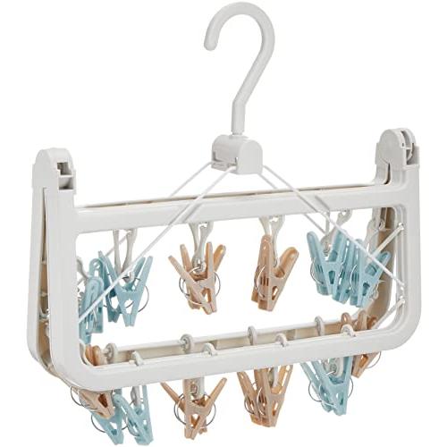 東和産業 洗濯 ハンガー 物干し ラテリア 小物干しハンガー 24ピンチ ホワイト ラテカラー くすみカラー 可愛い 洗濯バサミを交換できる 外 |  | 02