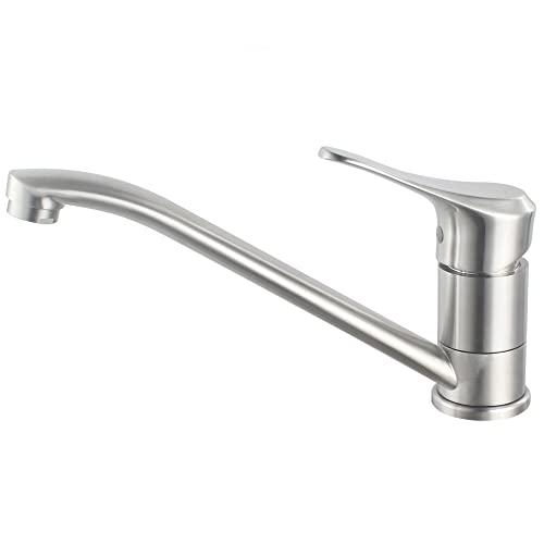 UMANYI シングルレバー混合栓 ワンホール混合栓 キッチン 蛇口 水道 キッチン用混合水栓 ステンレス鋼製 浄鉛 吐水口回転可能 SSKF0 | 