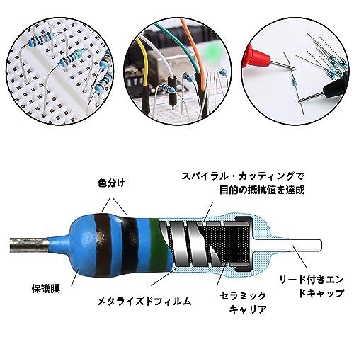 抵抗器 金属皮膜抵抗器 抵抗 セット 電子工作の基本部品 10R-1M抵抗 定格1/4W 30種各20本 600pc高精度 DIY 電子工作 電 |  | 02