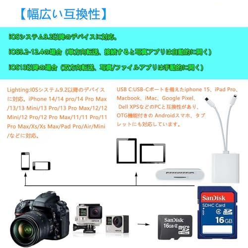 SDカードリーダー 2in1 i-Phone/Type-c TF SDカード カメラリーダー 最大1TB対応 Micro SD/SDカード両対応 |  | 02