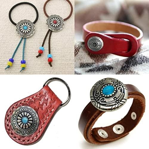 HappyHome コンチョ ボタン 12個セット ターコイズ ネジ式 インディアン 30mm レザークラフト 財布 手芸 |  | 03