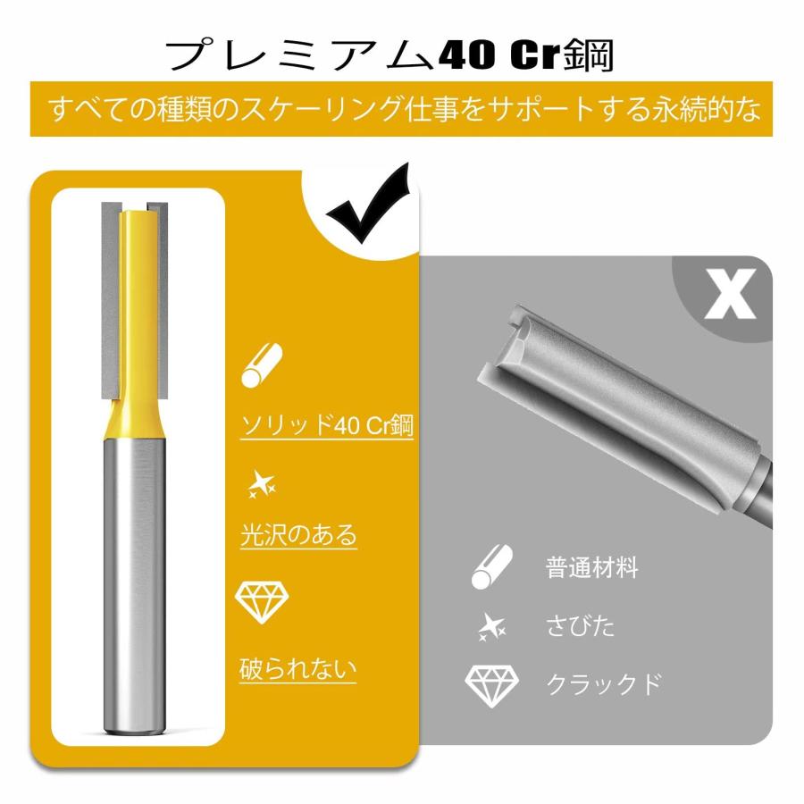 CSOOM 6本組 トリマービットセット 超硬ルータービット 軸径6mm き 飾り面加工 木工トリマービット 6本 ストレートビット |  | 01