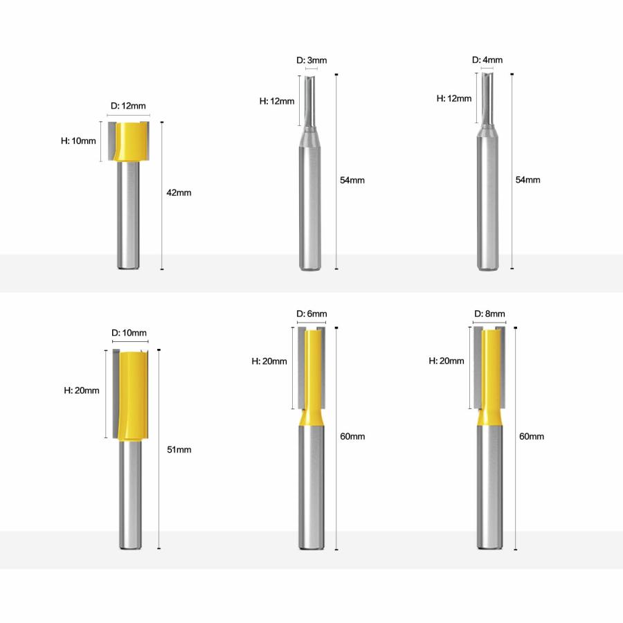 CSOOM 6本組 トリマービットセット 超硬ルータービット 軸径6mm き 飾り面加工 木工トリマービット 6本 ストレートビット |  | 03