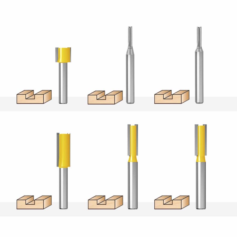 CSOOM 6本組 トリマービットセット 超硬ルータービット 軸径6mm き 飾り面加工 木工トリマービット 6本 ストレートビット |  | 04
