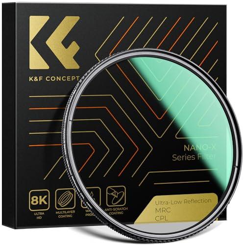 K&F Concept 82mm CPLフィルター 超低反射0.1% コントラスト 反射調整