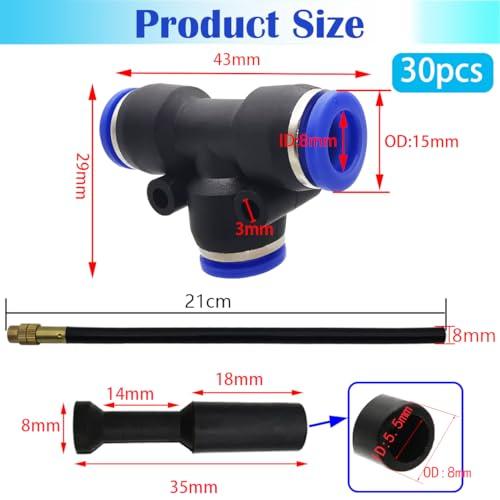 灌漑スプレーノズル、Dujelixa 10個ミストノズルユニバーサル調整20cm、霧システム、10個Tタイプコネクタ + 10個灌漑用のチョーク |  | 01