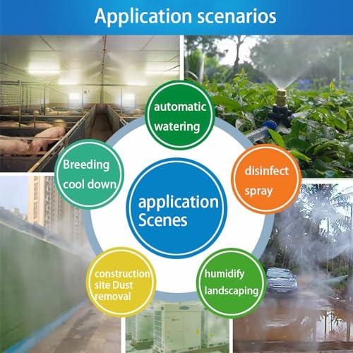 灌漑スプレーノズル、Dujelixa 10個ミストノズルユニバーサル調整20cm、霧システム、10個Tタイプコネクタ + 10個灌漑用のチョーク |  | 06