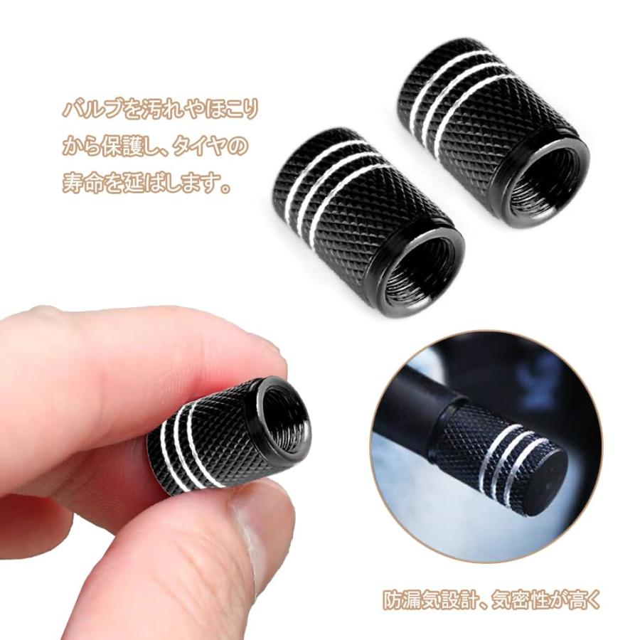 BTtime バルブステムキャップ 4個セット アルミニウム合金 タイヤ タイヤ エア バルブ キャップ 長期風化を防ぐ 防水 高級 アルマイト |  | 03