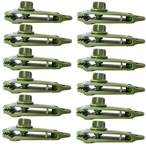 DanYun テントクリップ キャンプ固定用 12個入 タープクリップ プラスチック 防風 強力 取り付け簡単 ネジロック型 アウトドア 屋外 | 