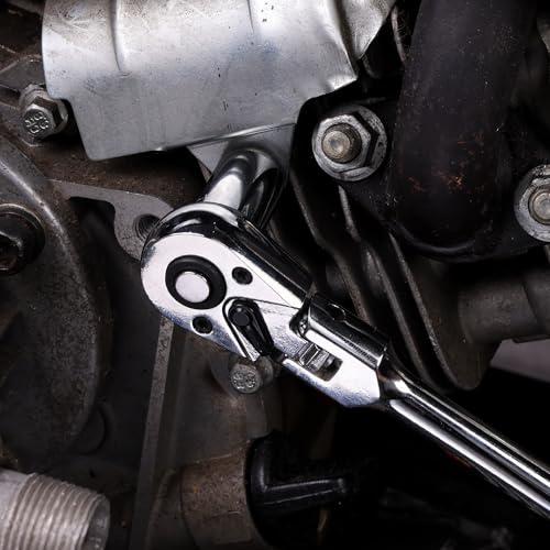 WORKPRO ラチェットハンドル ラチェットレンチ ソケットレンチ 差込角6.35mm ロング首振り型 全長305mm 回転方向切替簡単 速脱 |  | 07