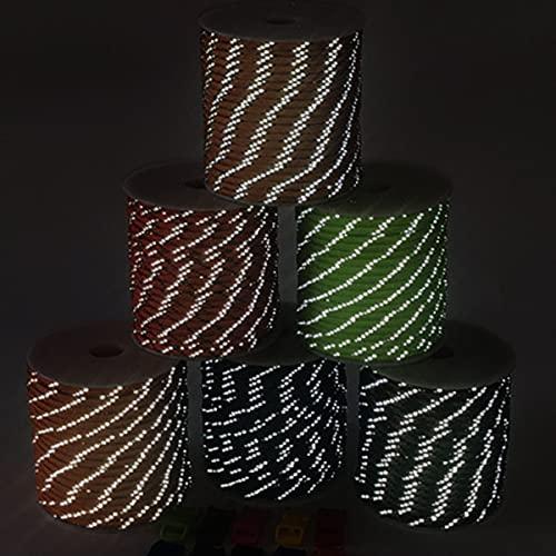 HERCULES パラコード 反射 タープ ロープ テント用ロープ ガイドロープ パラシュートコード 耐荷重250kg 7芯 反射蛍光緑 30m |  | 02