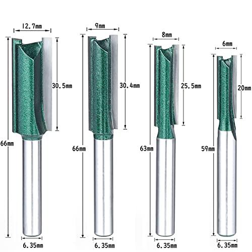 Bestgle超硬ストレートビット4本組トリマー ビット タングステン鋼ほぞカッター 2刃切断ルータービット 6.35mmシャンク超硬刃ルーター |  | 01
