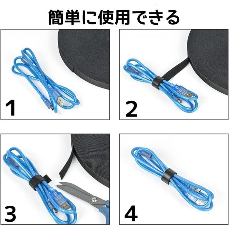 結束バンド 面ファスナーケーブルバンド 自由にカット 強力 耐熱 再利用可能 配線整理 ケーブルまとめ 収納用テープ オフィス用 家庭用 部屋用 |  | 04