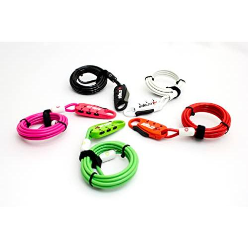 クロップスcrops ロングケーブルロック 4mm×1800mm | 3桁ダイヤル CP-SPD07 レッド |  | 03