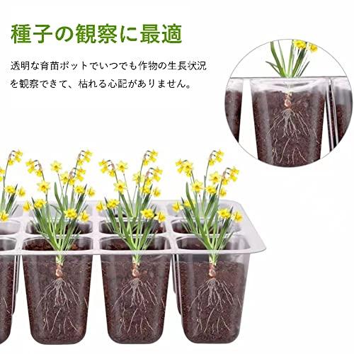 育苗ポット植物育成ライト付き 3個セット 育苗トレイ 育苗箱 12穴 高くする透明カバー 種子トレイ 発芽?育苗セット 種まきハウス 苗箱 種ま |  | 04
