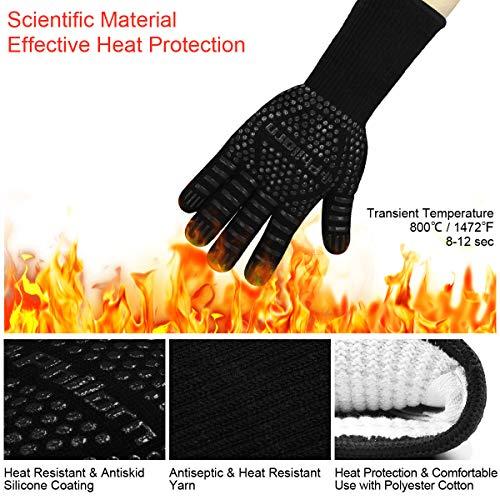 PHILORN 鍋つかみ 耐熱ミトン 5本指 耐熱 グローブ 手袋 バーベキューグローブ クッキンググローブ 最高耐熱温度800℃ 滑り止め 左 |  | 01